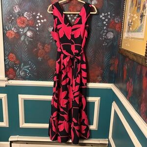 DKNY Navy and Pink Floral Maxi Dress